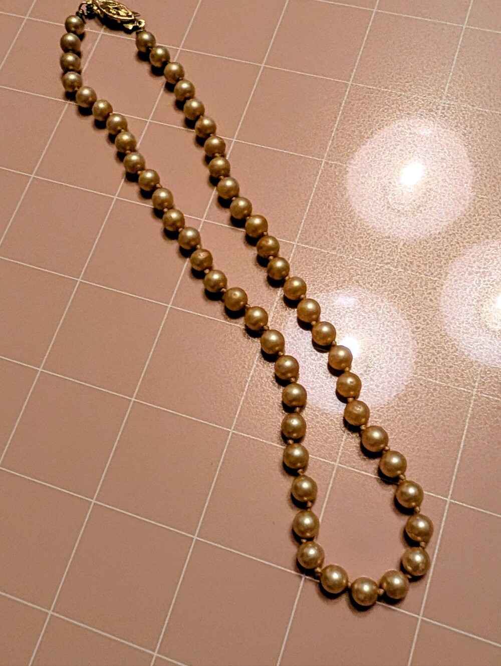 Vintage Silver Clasp Knotted Pearl Beaded Necklace - Women Jewelry